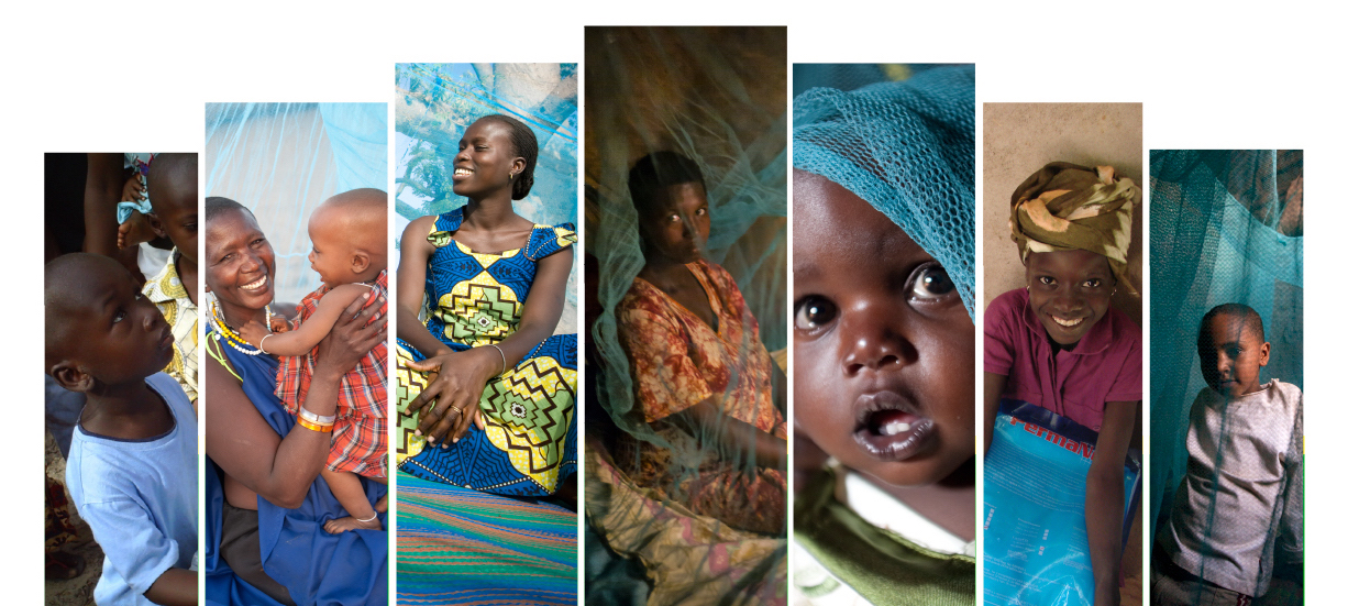 Fanned image of various individuals who have received aid thanks to the efforts of Nothing But Nets.
